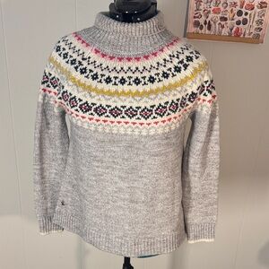 Joules Gray Fair Isle Turtleneck Sweater